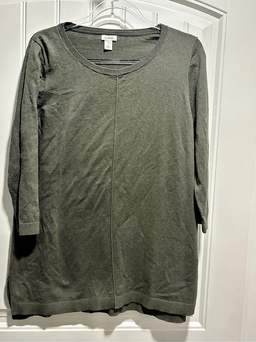 Large.Large.Bean Long Sleeve Tunic Sweater in Green Size Large